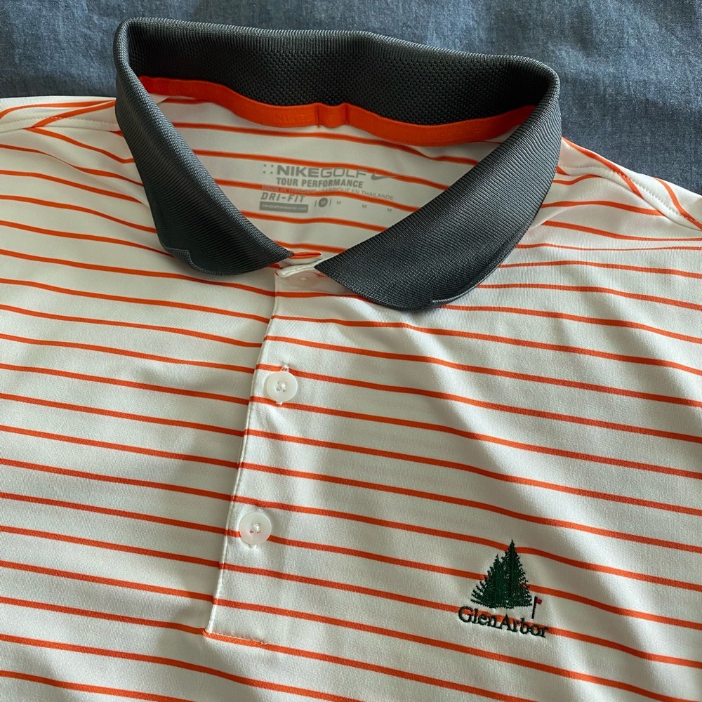 GlenArbor Golf Club ~ Nike Golf Dri-Fit - Orange White Stripe - Performance Tech